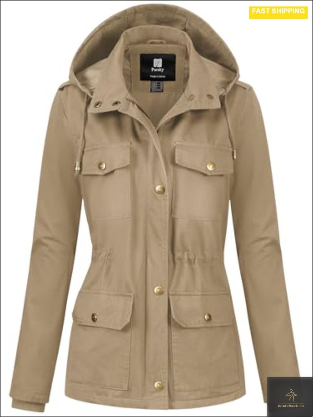 Women's Pure Cotton Anorak Military Jacket Lightweight Utility Coat with
